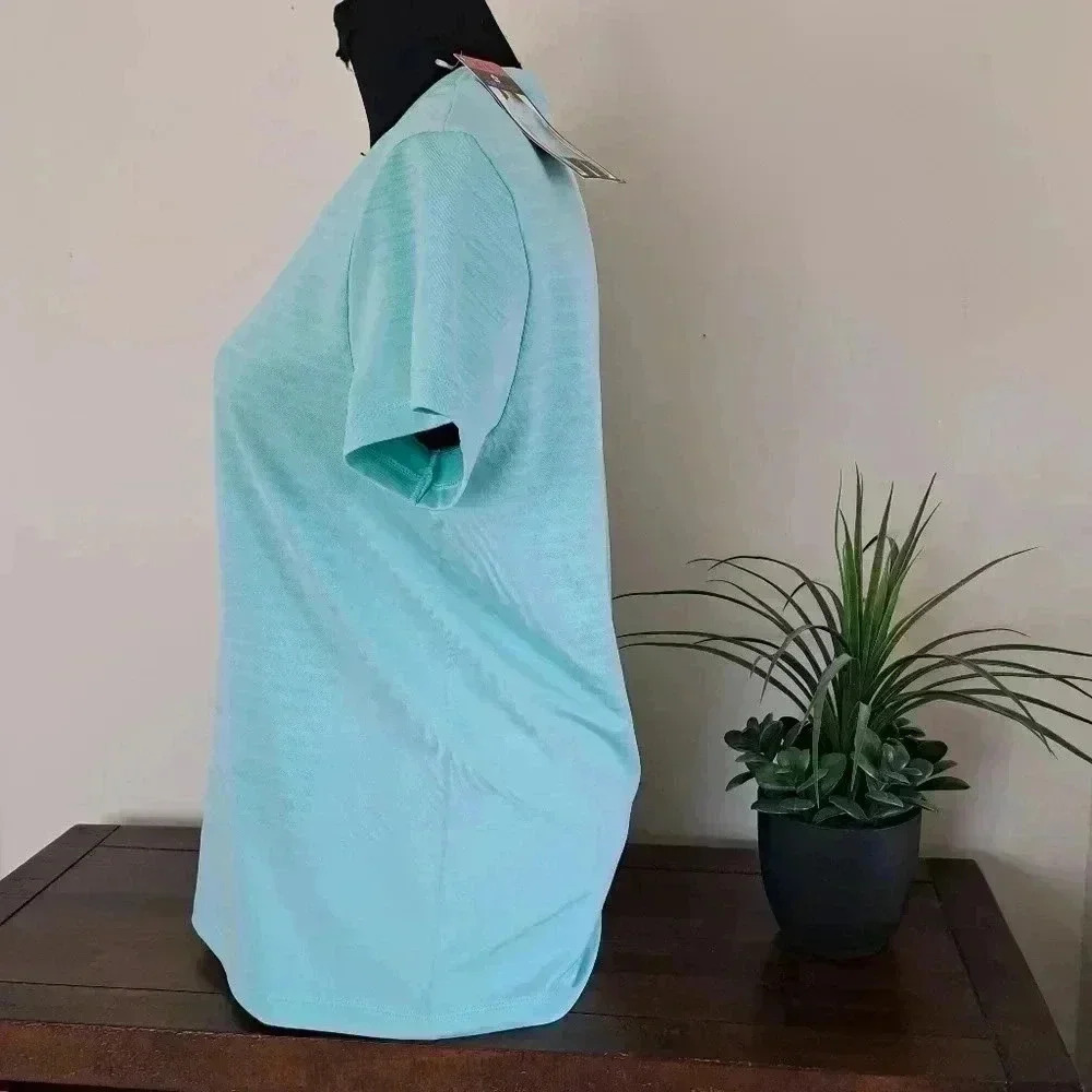 ❤️ New! Tuff  Athletics Active Top Medium Soft Green Seamless Stretch T-shirt - Picture 5 of 11